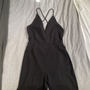 Astr Black Jumpsuit - Lace Up Back